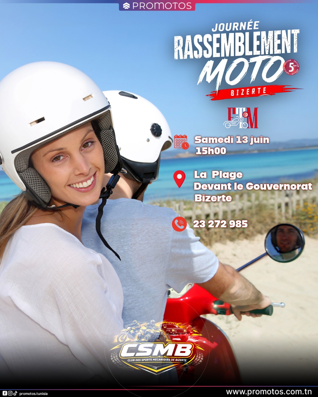 Journée Rassemblement Moto - Promotos à la plage de Bizerte !